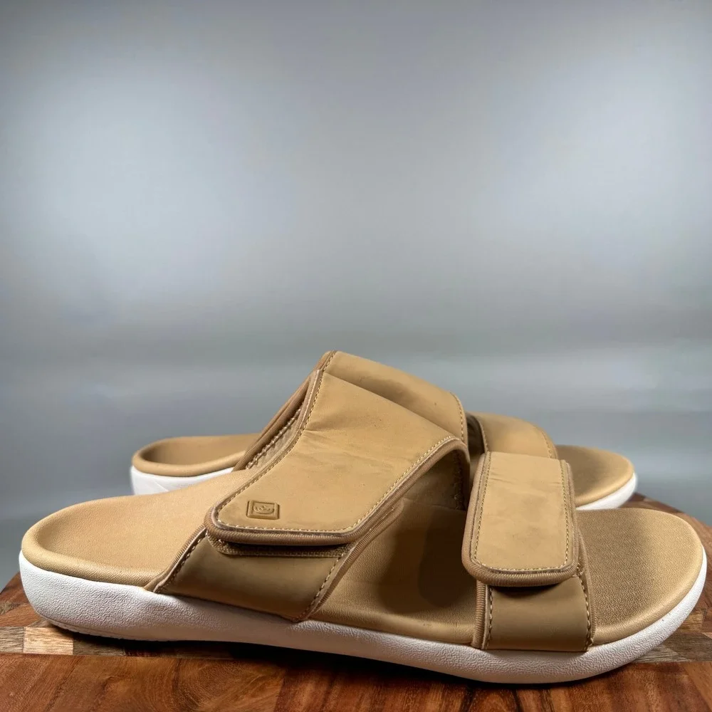 Spenco Kholo Plus Women 11 D Tan Beige Adjustable Strap Orthotic Slide Sandals